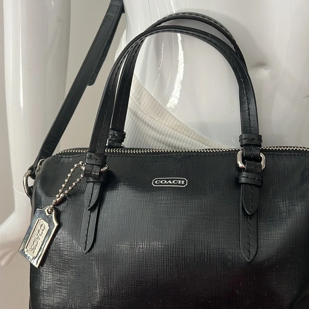 Coach Peyton Bennett Patent Crosshatch Leather Mini Shoulder Crossbody Bag